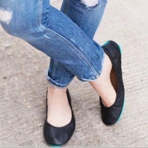 Black Leather Tieks Ballet Flats 9